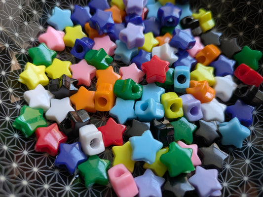 Kralenmix sterren met groot rijggat (100x)