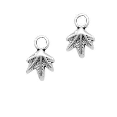 Bedel mini blaadje antiek zilver (2x)
