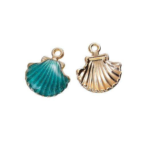Bedel emaille schelp goud/groen