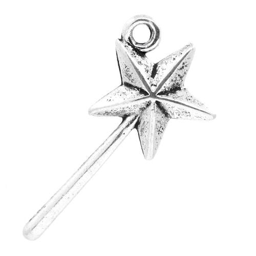 Bedel toverstaf antiek zilver (1x)