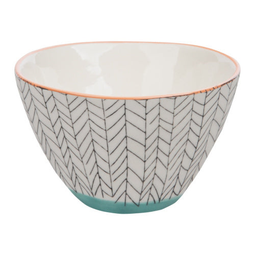 Kom Ethno zwart-wit-groen-oranje