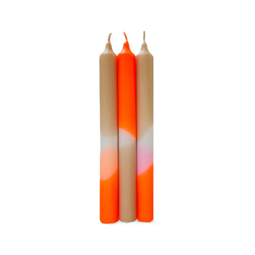 Dip dye neon kaarsen papaya sand
