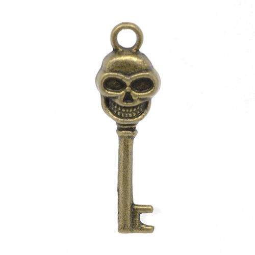 Charm Totenkopf Schlüssel bronze (1x)