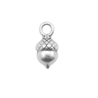 DQ metaal bedel eikel antiek zilver (1x)