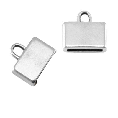 DQ metalen eindkap antiek zilver 10 mm (1x)