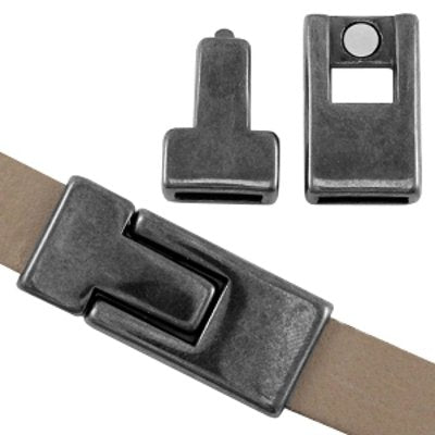 DQ magneetsluiting antraciet zilver voor plat leer (1x)