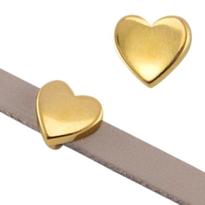 DQ metaal schuiver goud hart 10 mm (1x)