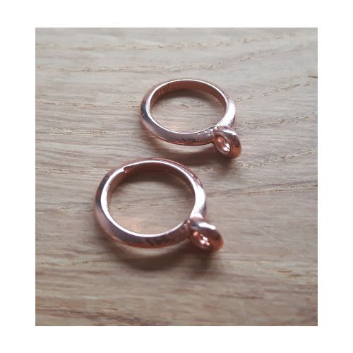 DQ metaal schuiver platte ring met oog rose goud (1x)