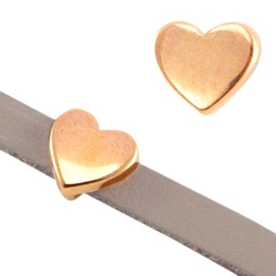 DQ metaal schuiver rose goud hart 10 mm (1x)