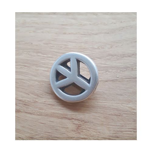 DQ metaal schuiver peace zilver 10 mm (1x)
