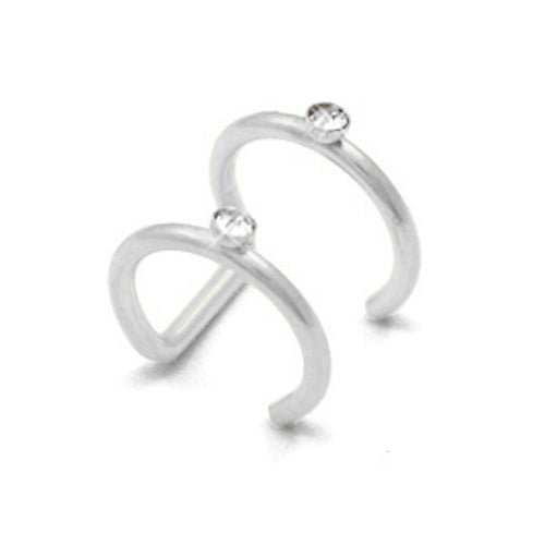 Earcuff / earcrawler rvs zilver strass (1x)