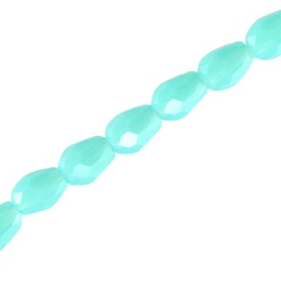 Facetkraal glas druppel turquoise 6x3 mm (10x)