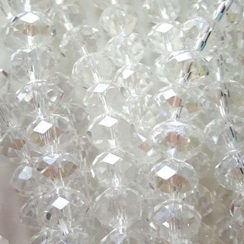 Facet glaskraal transparant 8 x 6 mm (15x of streng)