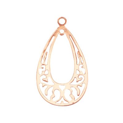 Filigraan hanger open druppel rose goud (1x)