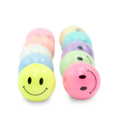 Ronde gekleurde smiley kralen 8 mm (10x)
