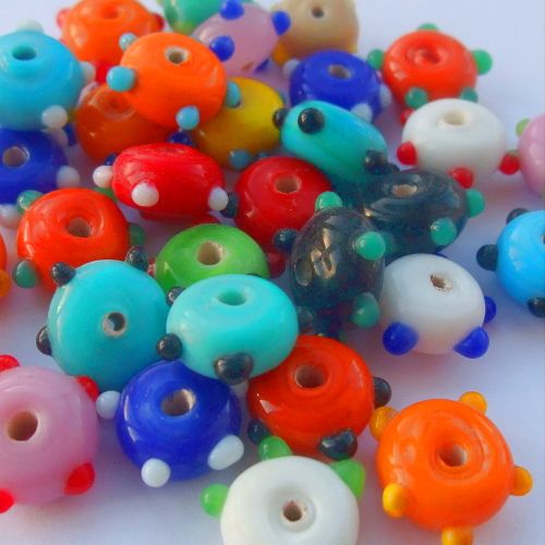 Glaskralenmix plat met stippels (10x)