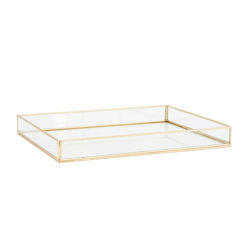 Glazen tray goud Large