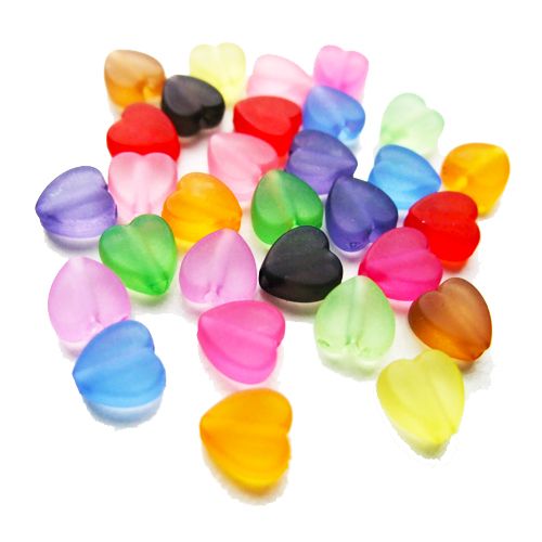 Herzperlenmix mattiert 6mm (37x)
