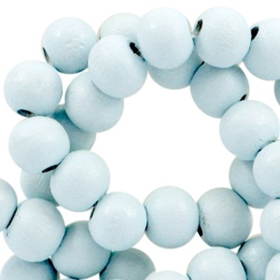 Houten kraal rond bleekblauw 6 of 8 mm