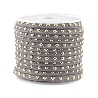 Imitatiesuede grijs met gouden studs (1m)