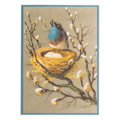 Glitzerkarte mit Vogel im Nest