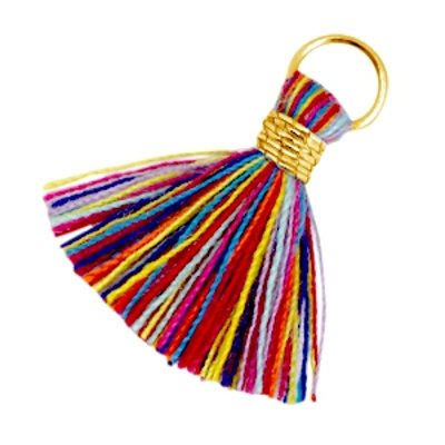 Kwastje met ringetje multikleur goud (1x)