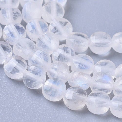 Streng maansteenkralen plat rond 3.5 mm (110x)