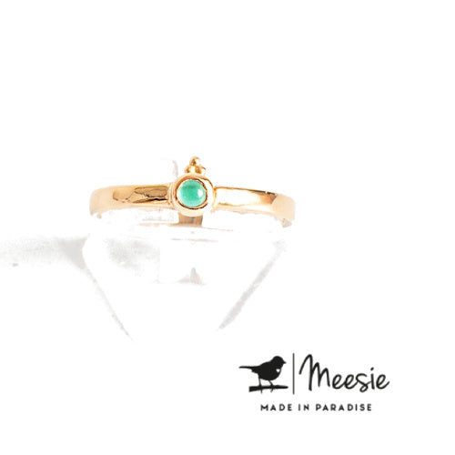 Ring groene kwarts goud op sterling zilver