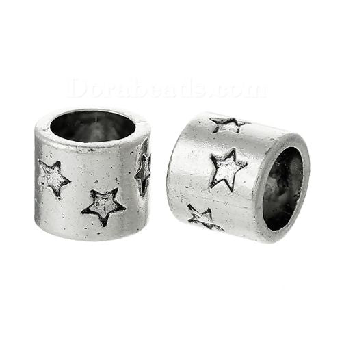 Cilinderkraal met sterren zilver (3x)