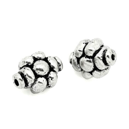 Metalen kraal bloem antiek zilver (10x)