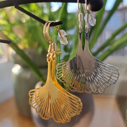Oorbellen filligraan groot ginkgoblad