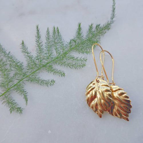 Oorbellen met blad stainless steel