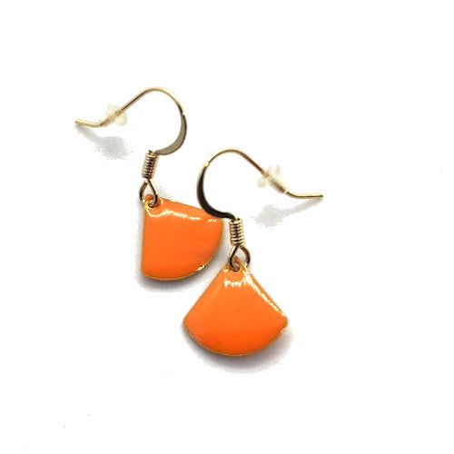 Oorbellen emaille waaier oranje