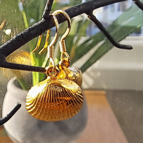 Oorbellen kokkelschelp goud