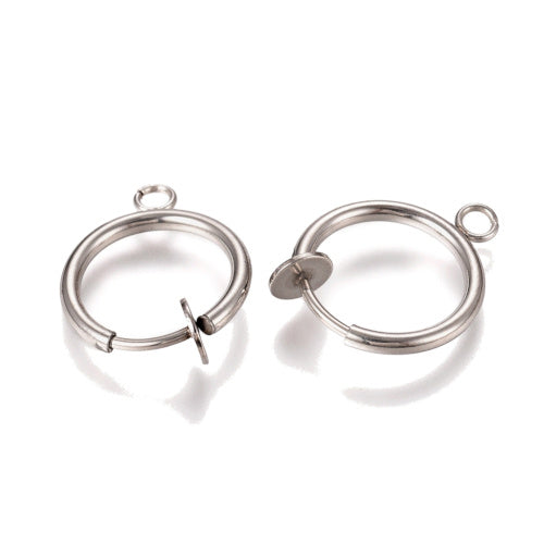 Oorring clips met oogje stainless steel 13 mm (p.p)