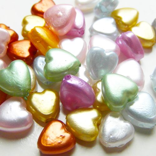 Parelhartjes kralenmix 6 mm (30x)