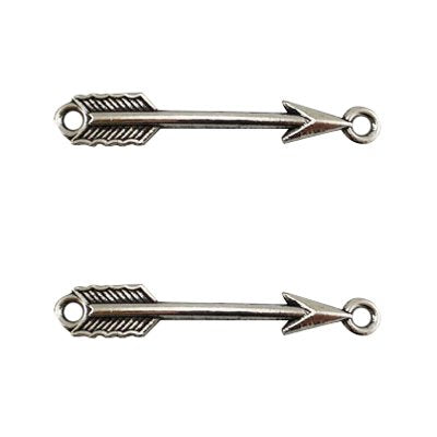 Tussenstuk pijl antiek zilver (2 x)