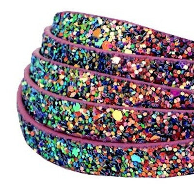 Plat glitterleer paars magenta imitatie 5 mm (p/m)