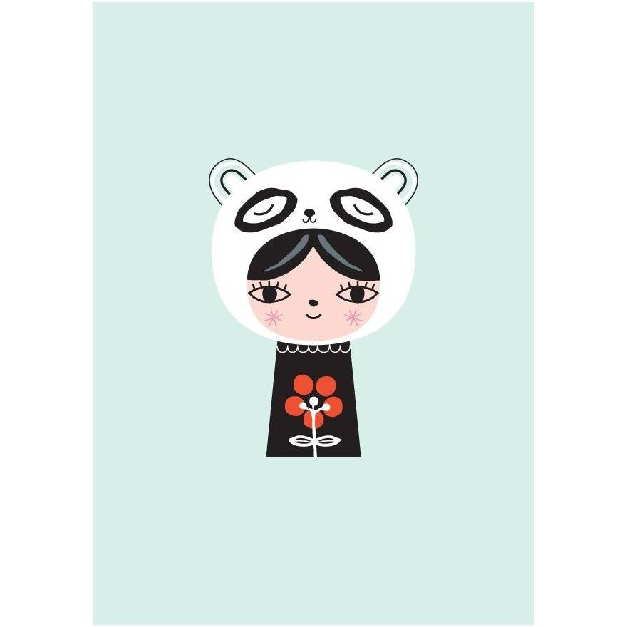 Postkarte Fräulein Panda