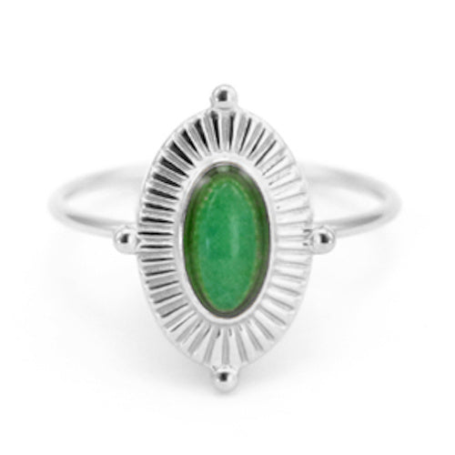 Ring rvs zilver aventurijn