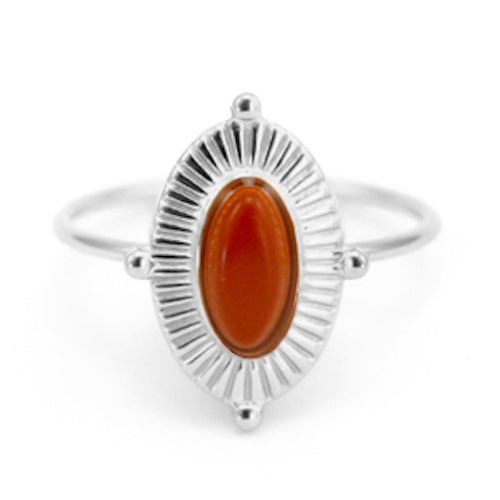 Ring rvs zilver rode jasper