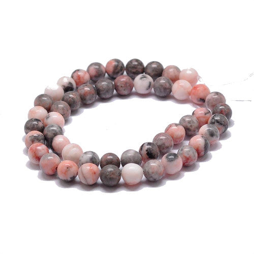 Ronde kraal zebra jasper roze 4 mm