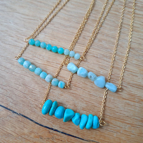 Ketting met natuursteen blauw groen