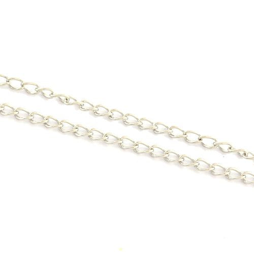 Fijne schakelketting stainless steel (p/10 cm)