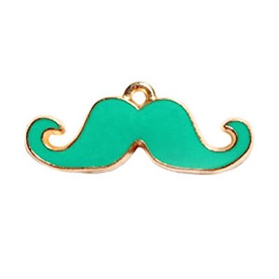 Schnurrbartanhänger gold / leuchtend grün (2x)