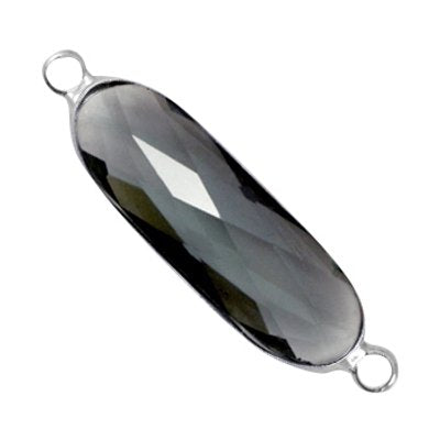 Tussenstuk crystalglas zwart zilver (1x)