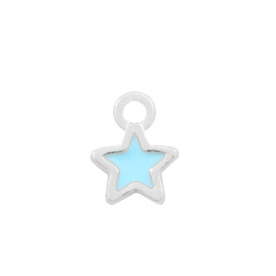 Charm BQ Metall Mini Stern hellblau silber (1x)