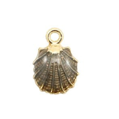 Charm Austernschale Gold mit Anthrazit Schwarz (1x)