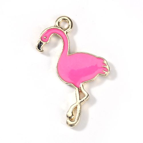 Charm-Emaille-Flamingo in leuchtendem Rosa