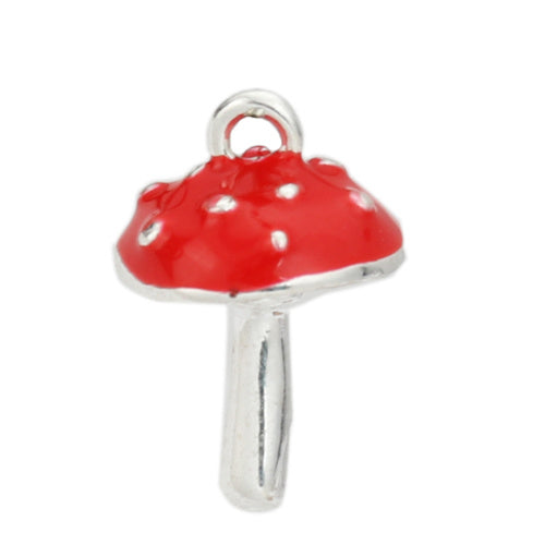 Charm-Pilz aus roter Emaille